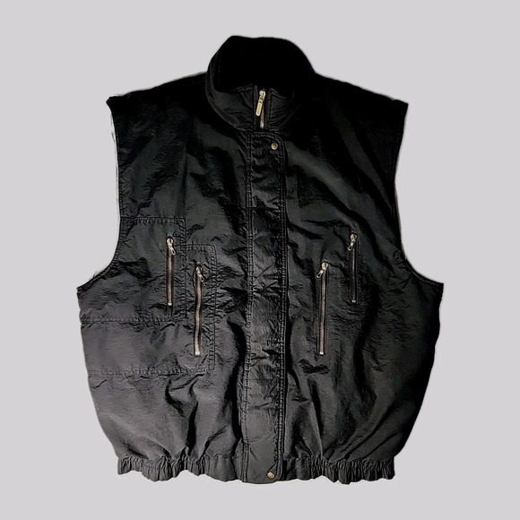 5th Ave Switzerland Boutique Jackets & Blazers - VTG 5th Ave Swiss Boutique Womens 12 Black Puffer Full-Zip Vest Gold HW Rare EUC